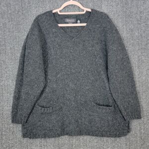 Vintage Lane Bryant Designs & Co Sweater Womens 18/20 Gray 100% Wool V-Neck